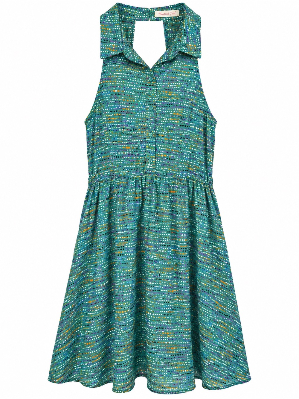 Mustard Seed Medium Sleeveless Abstract Print Fit and Flare Dress